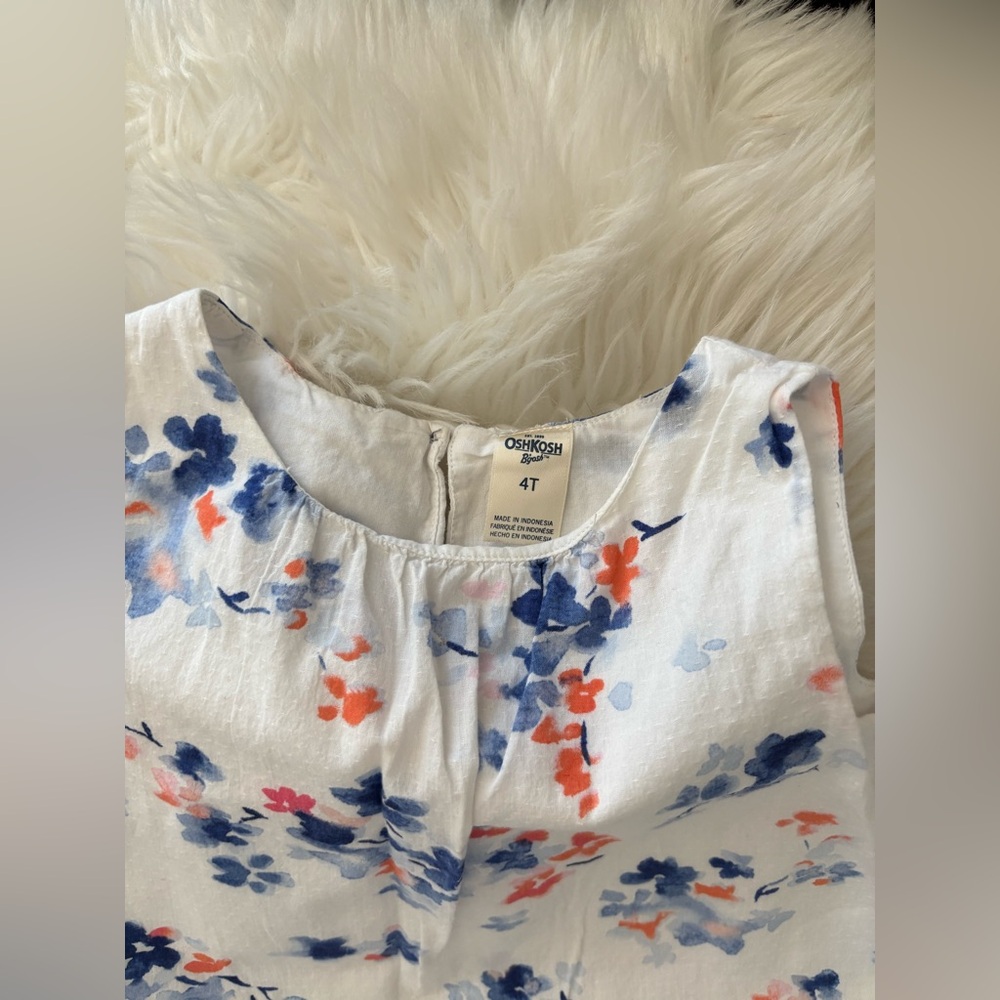 OshKosh B'gosh White Floral Sundress with Blue and Coral Accents - Picture 5 of 7